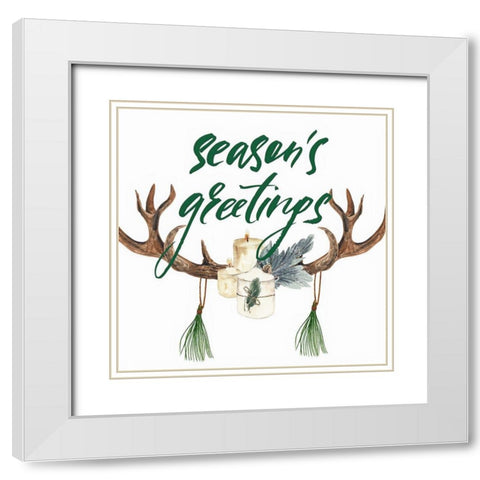 Seasons Greetings White Modern Wood Framed Art Print with Double Matting by Keith, Jesse