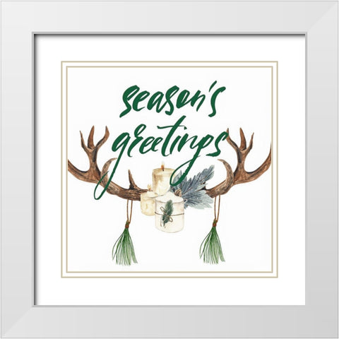 Seasons Greetings White Modern Wood Framed Art Print with Double Matting by Keith, Jesse