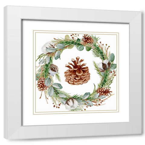 Wreath White Modern Wood Framed Art Print with Double Matting by Keith, Jesse