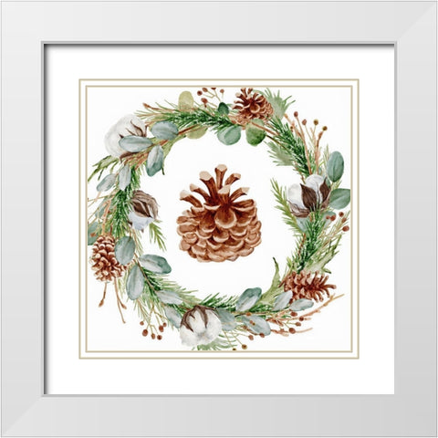 Wreath White Modern Wood Framed Art Print with Double Matting by Keith, Jesse