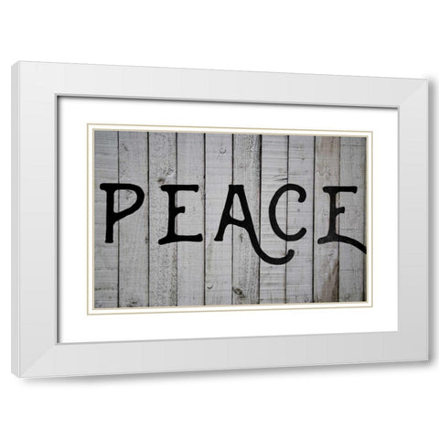 Peace White Modern Wood Framed Art Print with Double Matting by Matic,Jelena