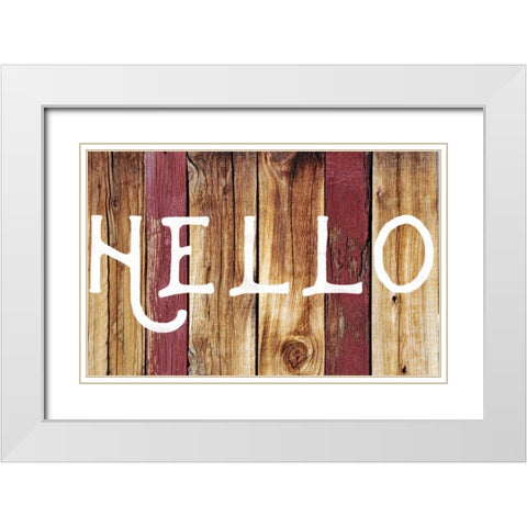 Hello White Modern Wood Framed Art Print with Double Matting by Matic,Jelena