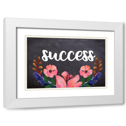 Success Flower Chalkboard White Modern Wood Framed Art Print with Double Matting by Matic, Jelena