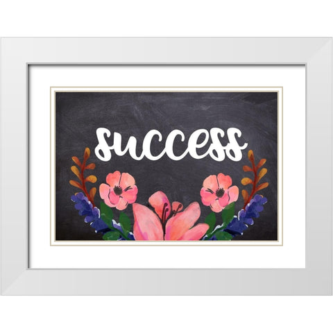 Success Flower Chalkboard White Modern Wood Framed Art Print with Double Matting by Matic, Jelena