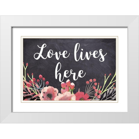 Love Lives Here White Modern Wood Framed Art Print with Double Matting by Matic, Jelena