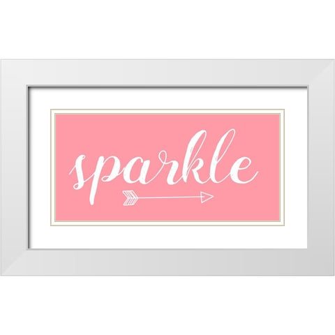 Sparkle Pink Arrow White Modern Wood Framed Art Print with Double Matting by Matic,Jelena