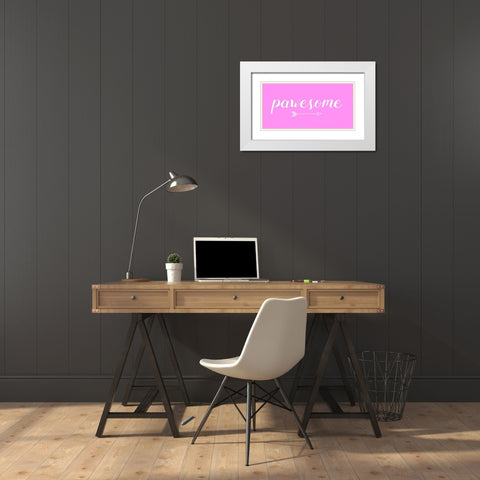 Pawesome Pink White Modern Wood Framed Art Print with Double Matting by Matic,Jelena