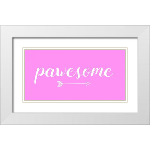 Pawesome Pink White Modern Wood Framed Art Print with Double Matting by Matic,Jelena