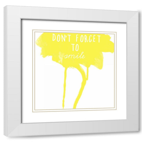 Yellow Smile White Modern Wood Framed Art Print with Double Matting by Matic, Jelena