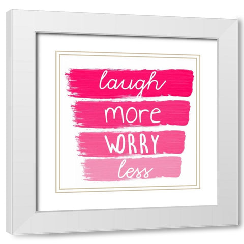 Laugh More White Modern Wood Framed Art Print with Double Matting by Matic, Jelena