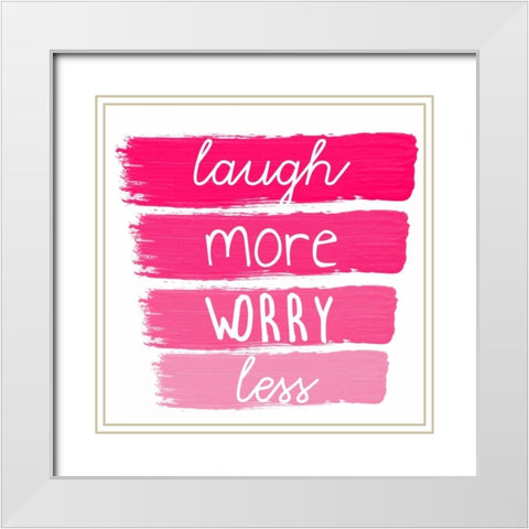 Laugh More White Modern Wood Framed Art Print with Double Matting by Matic, Jelena