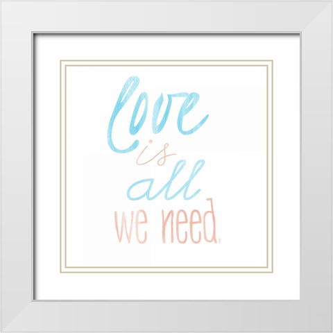 Love Is All White Modern Wood Framed Art Print with Double Matting by Matic, Jelena