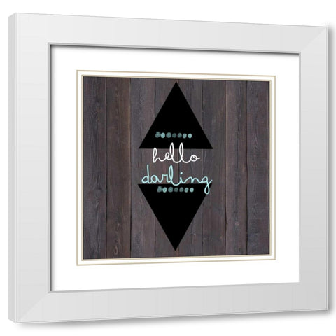 Hello Darling White Modern Wood Framed Art Print with Double Matting by Matic, Jelena