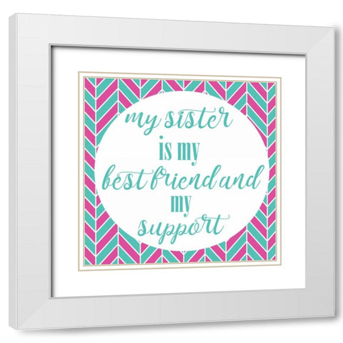 Sister Besties White Modern Wood Framed Art Print with Double Matting by Matic, Jelena