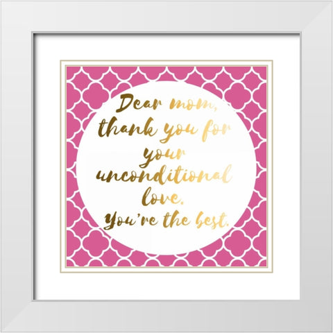 Thank You Mom White Modern Wood Framed Art Print with Double Matting by Matic, Jelena
