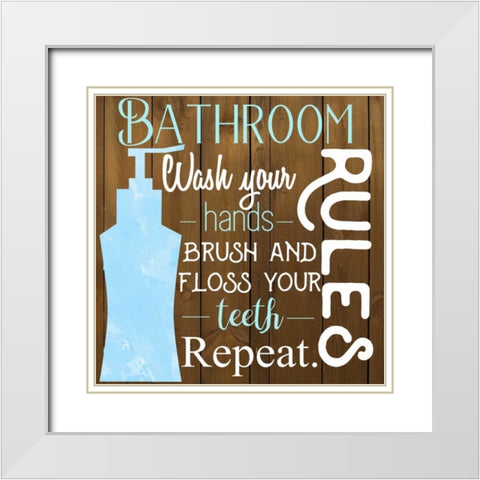 Bathroom Repeat White Modern Wood Framed Art Print with Double Matting by Matic,Jelena