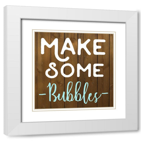 Make Some Bubbles White Modern Wood Framed Art Print with Double Matting by Matic,Jelena