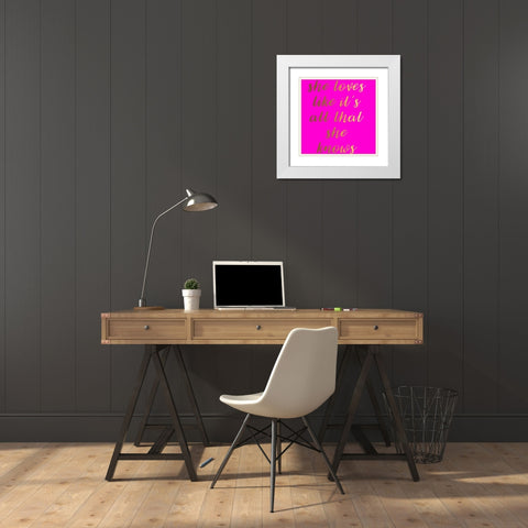 She Loves White Modern Wood Framed Art Print with Double Matting by Matic,Jelena