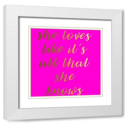She Loves White Modern Wood Framed Art Print with Double Matting by Matic,Jelena