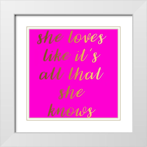 She Loves White Modern Wood Framed Art Print with Double Matting by Matic,Jelena