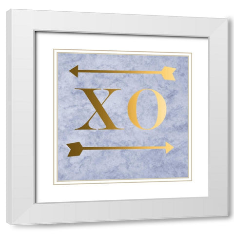 XO Grey Gold White Modern Wood Framed Art Print with Double Matting by Matic,Jelena