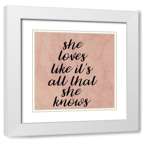 All She Knows White Modern Wood Framed Art Print with Double Matting by Matic,Jelena