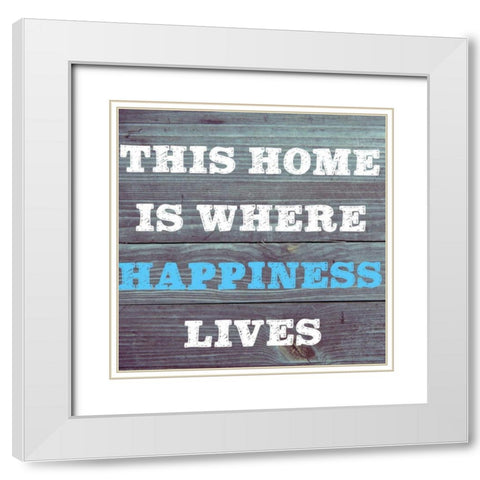 Where Happiness Lives White Modern Wood Framed Art Print with Double Matting by Matic,Jelena