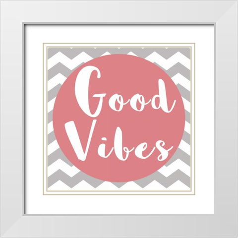 Good Vibes White Modern Wood Framed Art Print with Double Matting by Matic,Jelena