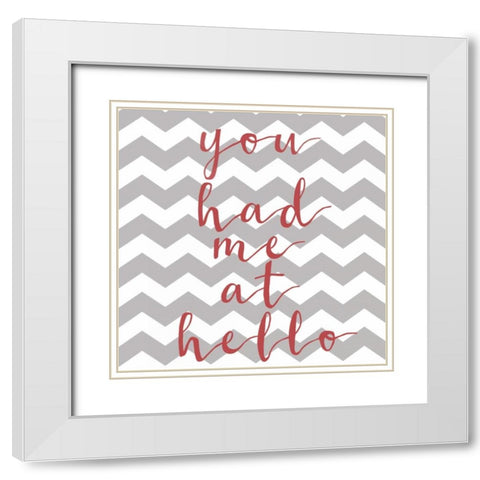 At Hello Chevron White Modern Wood Framed Art Print with Double Matting by Matic,Jelena