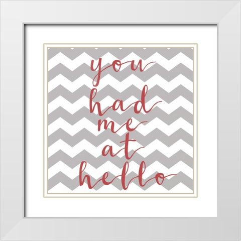 At Hello Chevron White Modern Wood Framed Art Print with Double Matting by Matic,Jelena