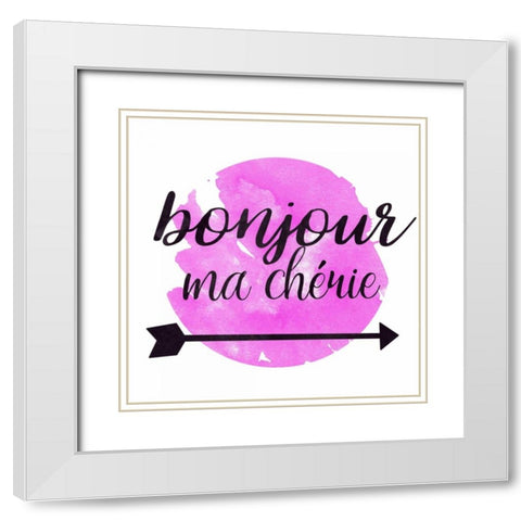 Bonjour Ma Cherie White Modern Wood Framed Art Print with Double Matting by Matic,Jelena