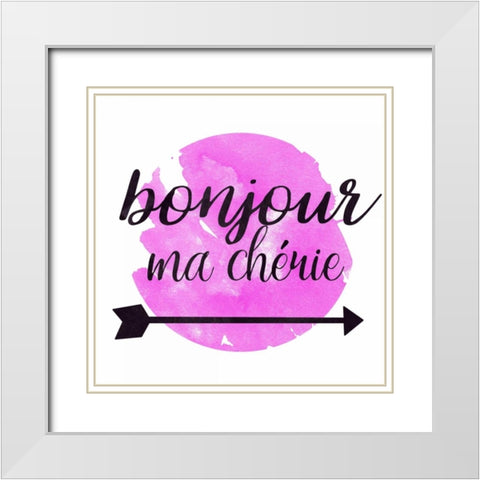 Bonjour Ma Cherie White Modern Wood Framed Art Print with Double Matting by Matic,Jelena