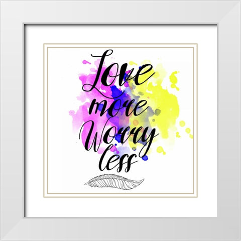 Love More Splash White Modern Wood Framed Art Print with Double Matting by Matic,Jelena