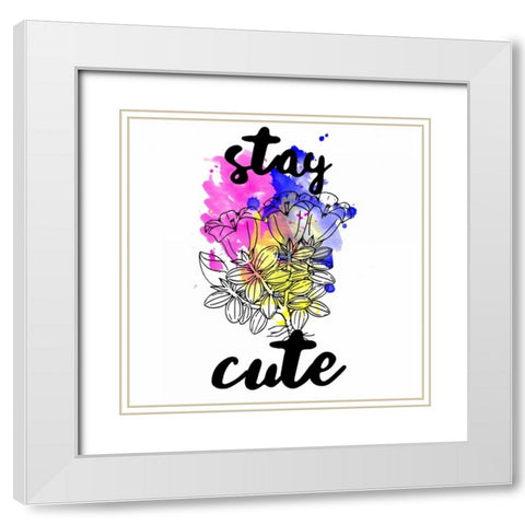 Stay Cute Splash White Modern Wood Framed Art Print with Double Matting by Matic,Jelena