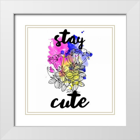 Stay Cute Splash White Modern Wood Framed Art Print with Double Matting by Matic,Jelena