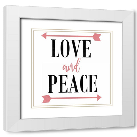 Love and Peace Arrow White Modern Wood Framed Art Print with Double Matting by Matic,Jelena