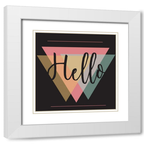Hello White Modern Wood Framed Art Print with Double Matting by Matic,Jelena