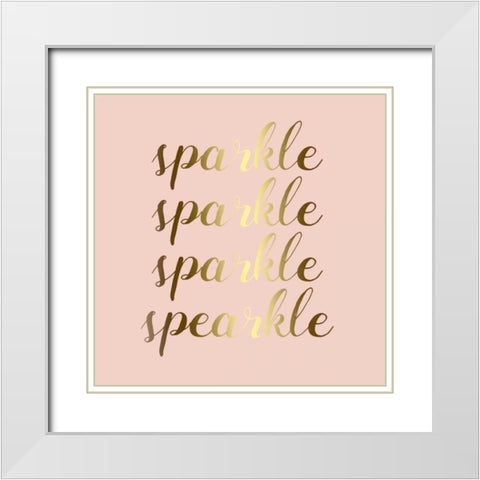 Sparkle In Gold White Modern Wood Framed Art Print with Double Matting by Matic,Jelena