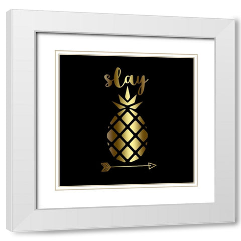 Slay Black Gold White Modern Wood Framed Art Print with Double Matting by Matic,Jelena