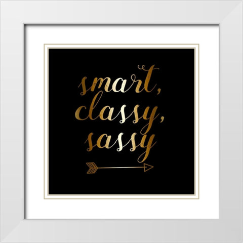 Smart Classy Sassy Black Gold White Modern Wood Framed Art Print with Double Matting by Matic,Jelena