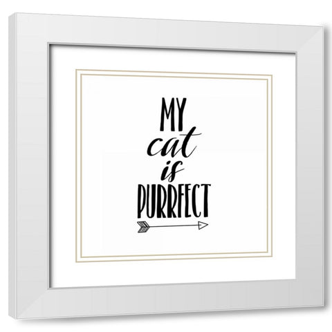 My Cat White Modern Wood Framed Art Print with Double Matting by Matic,Jelena