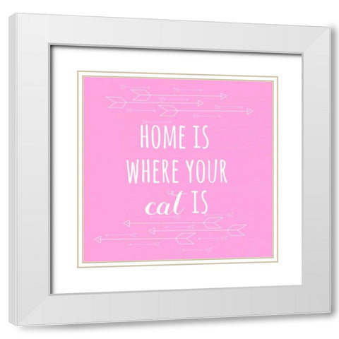 Home Cat White Modern Wood Framed Art Print with Double Matting by Matic,Jelena