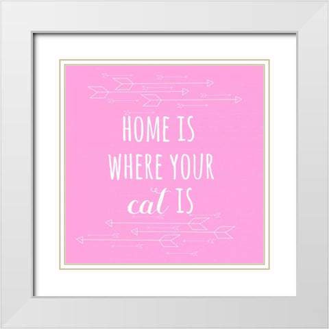 Home Cat White Modern Wood Framed Art Print with Double Matting by Matic,Jelena