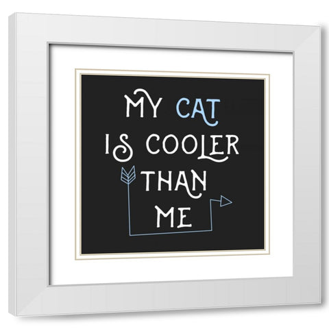 Cooler Cat White Modern Wood Framed Art Print with Double Matting by Matic,Jelena