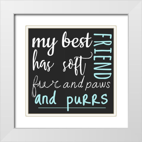 Best Friend Purrs White Modern Wood Framed Art Print with Double Matting by Matic,Jelena