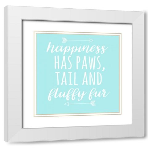 Happiness Paws Blue White Modern Wood Framed Art Print with Double Matting by Matic,Jelena