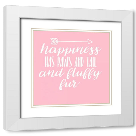 Happiness Paws Pink White Modern Wood Framed Art Print with Double Matting by Matic,Jelena