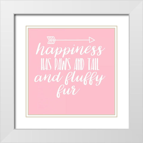 Happiness Paws Pink White Modern Wood Framed Art Print with Double Matting by Matic,Jelena