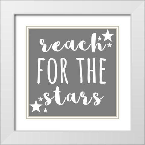 Reach Stars White Modern Wood Framed Art Print with Double Matting by Matic,Jelena