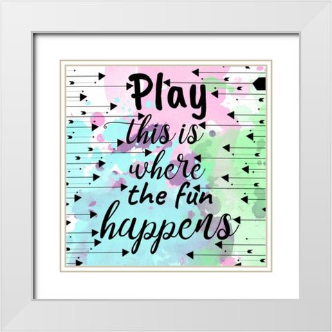 Play Happens White Modern Wood Framed Art Print with Double Matting by Matic,Jelena